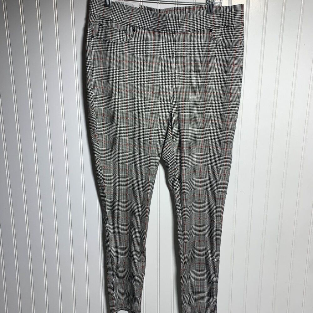 Seven7 Women 4-Way Stretch Skinny Leg Pull On Ponte Pant Glen Plaid Sz XL NWT